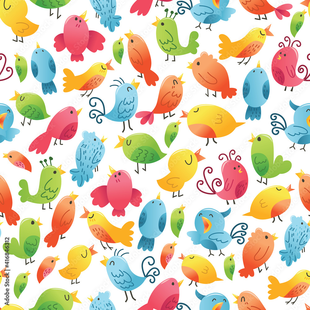 Super Cute Birds Seamless Pattern Background Super Cute Birds Seamless Pattern Background