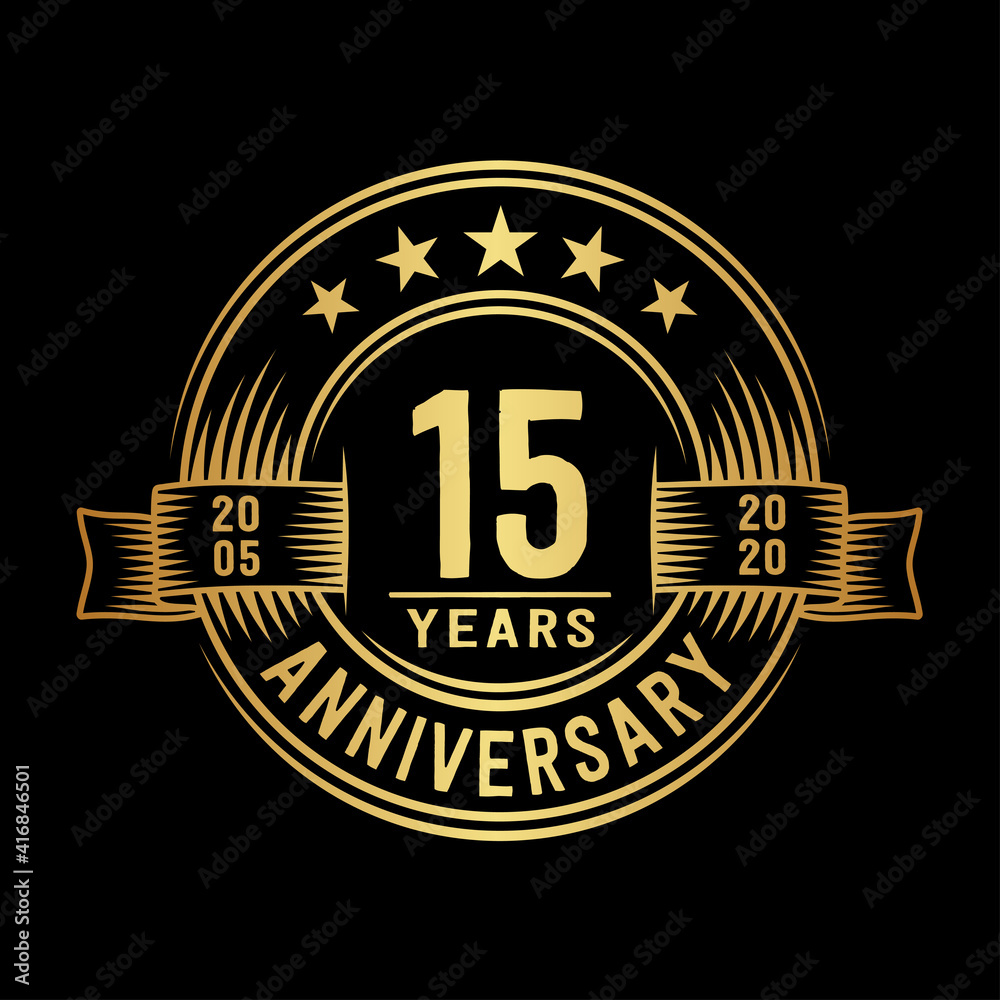 Fototapeta premium 15 years anniversary celebration logotype. Vector and illustration. 