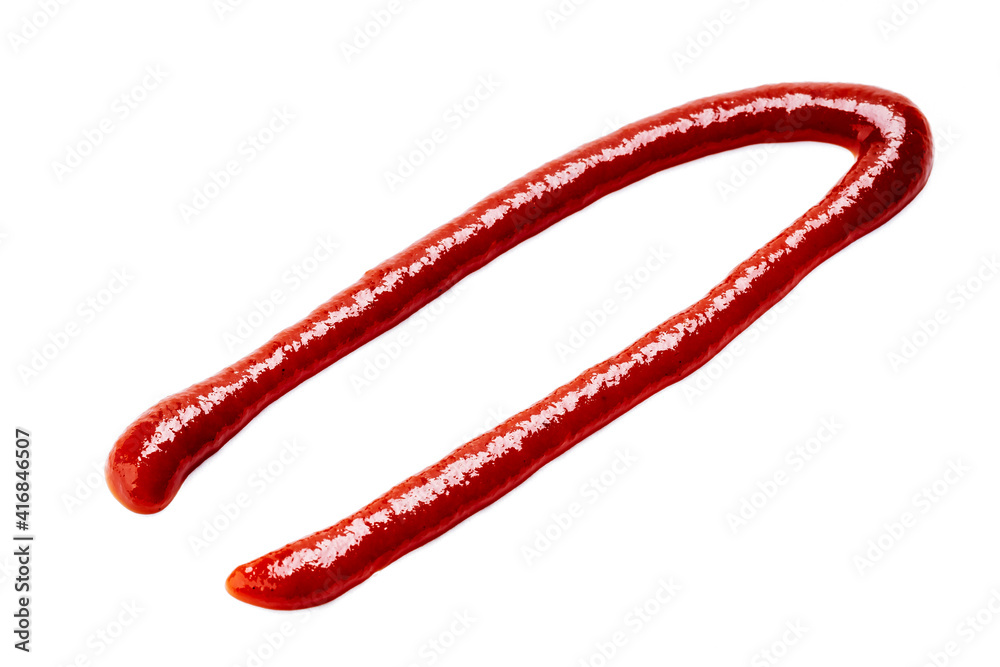 ketchup sauce isolated on white background. tomato sauce cut out. design element. studio shot. above view ketchup sauce isolated on white background. tomato sauce cut out. design element. studio shot. above view