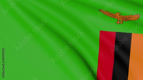Zambia Flag, 4k 30 fps, bright and lightly textured, full screen, seamless loop 3d animation
