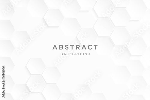 Abstract vector paper hexagon white background.