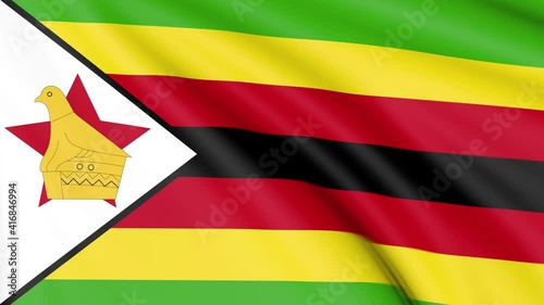 Zimbabwe Flag, 4k 30 fps, bright and lightly textured, full screen, seamless loop 3d animation