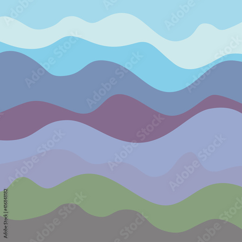 Pattern with lines and waves. Multicolored texture. Abstract dinamic background. Cold colors. Doodle for design