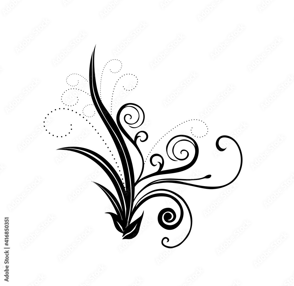 Elegant and Classic Floral Abstract Tattoo - ornamental flower and leaf