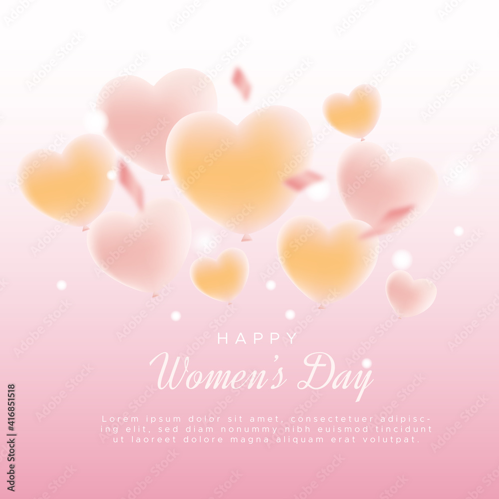 Happy international women's day with love balloons