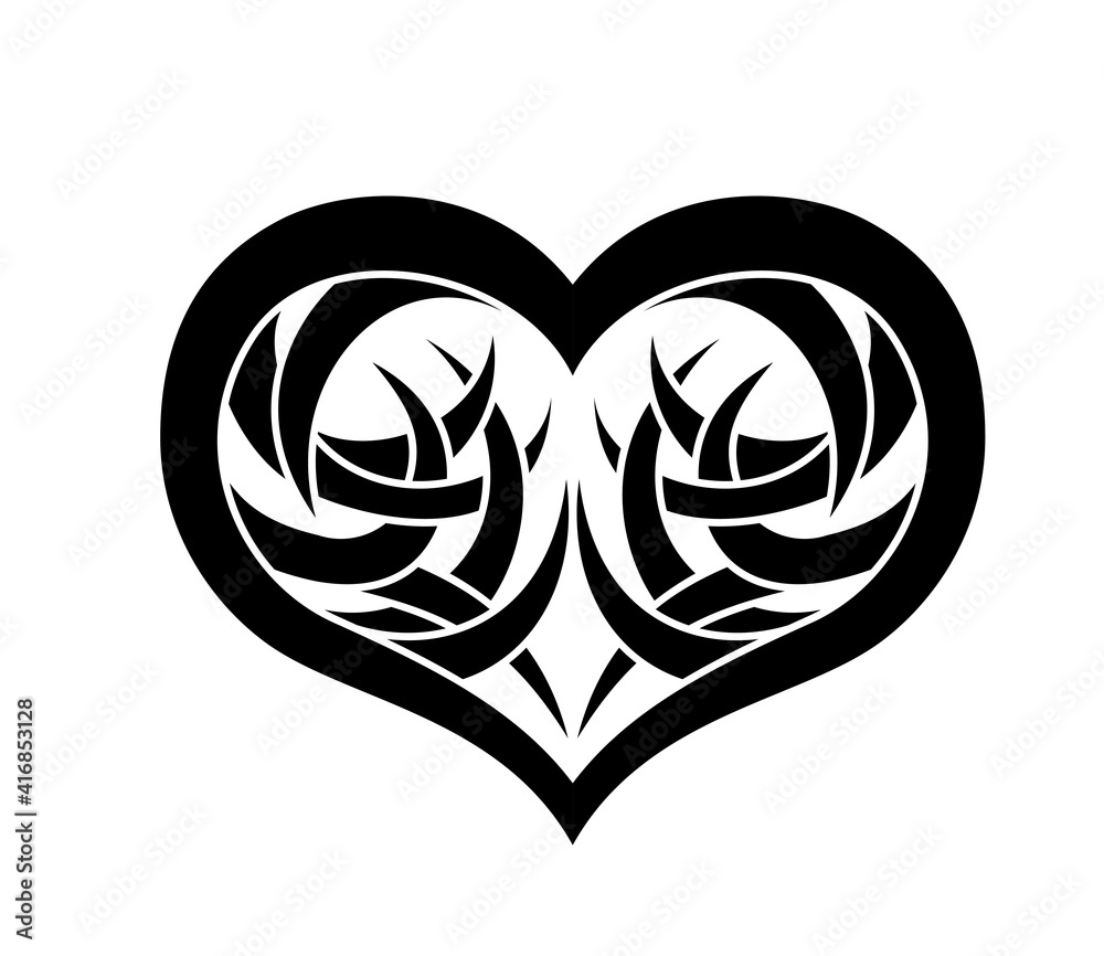 Black and White Heart Shape Abstract Tattoo Design - Floral Black and White Heart Shape Abstract Tattoo Design - Floral