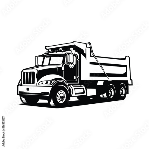 Dump truck tipper truck front side view silhouette vector isolated