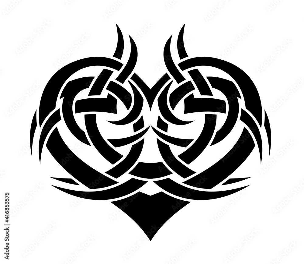Black and White Heart Shape Abstract Tattoo Design - Floral Black and White Heart Shape Abstract Tattoo Design - Floral