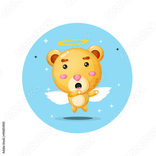 Cute angel bear in dubbing pose