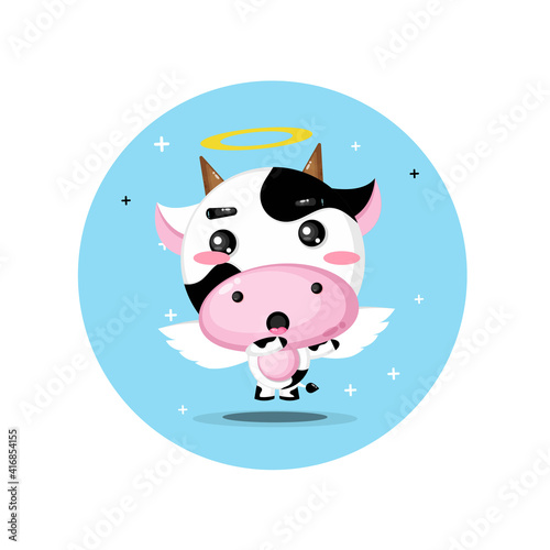 Cute angel cow in dubbing pose