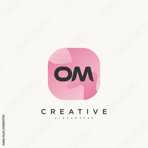 OM Initial Letter Colorful logo icon design template elements Vector Art