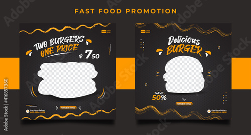 Burger food menu promotion social media post banner templates.