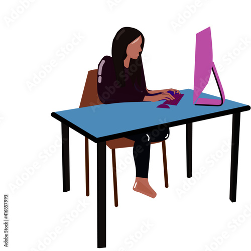 work from home working on a laptop vector illustration