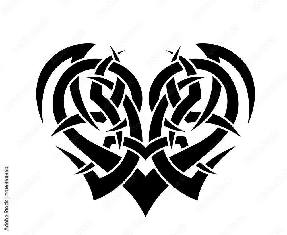 Black and White Classic Tribal Abstract Tattoo Heart Black and White Classic Tribal Abstract Tattoo Heart