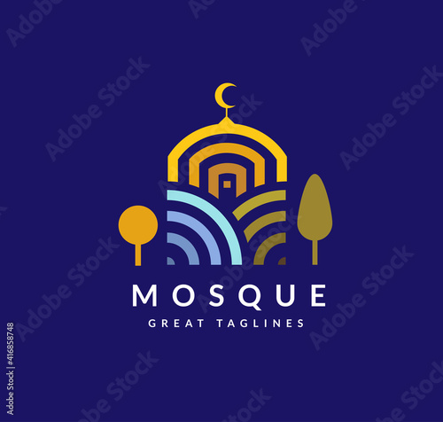 Islamic mosque geometric color logo and symbol vector icon template