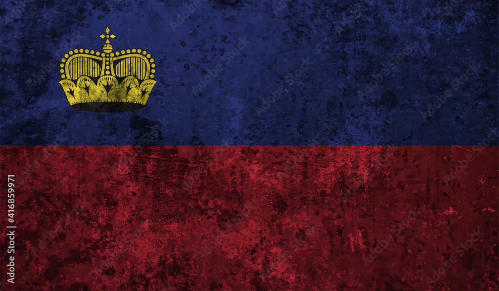 Liechtenstein grunge flag. Vector illustration.