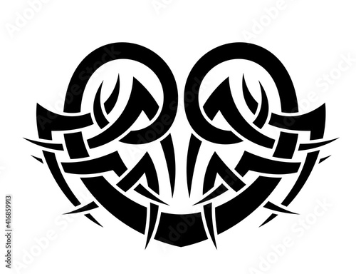 Black and White Classic Tribal Abstract Tattoo Heart
