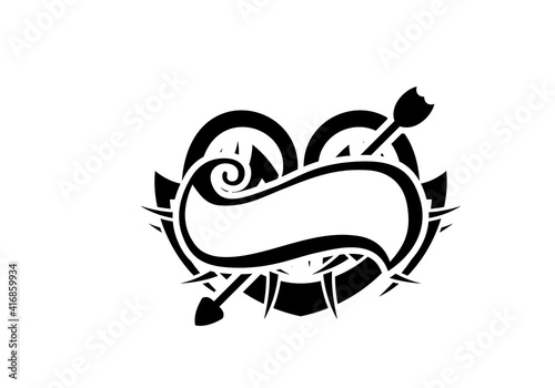 Black and White Classic Tribal Abstract Tattoo Heart
