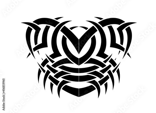 Black and White Classic Tribal Abstract Tattoo Heart