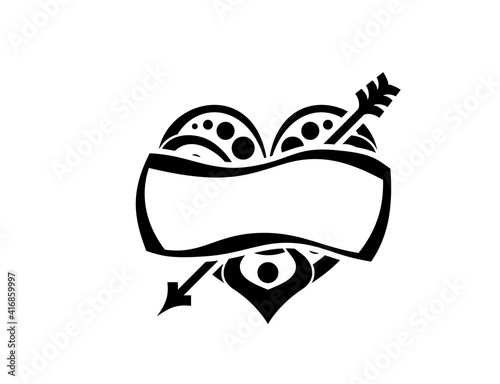 Black and White Classic Tribal Abstract Tattoo Heart