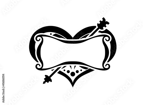 Black and White Classic Tribal Abstract Tattoo Heart
