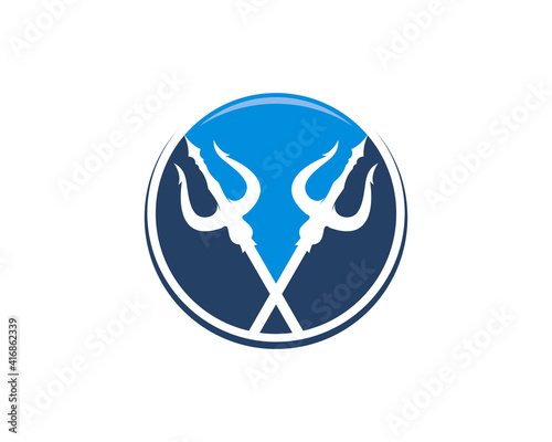 Trident cross in the blue circle logo