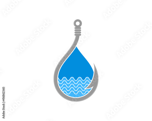 Fishing hook with water droplet inside