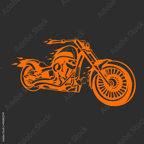 Motorbike Fiery Logo Design Vector