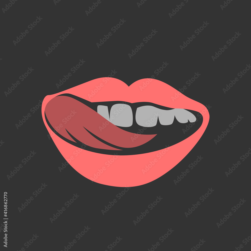 Obraz premium Mouth And Tongue Logo Design Vector