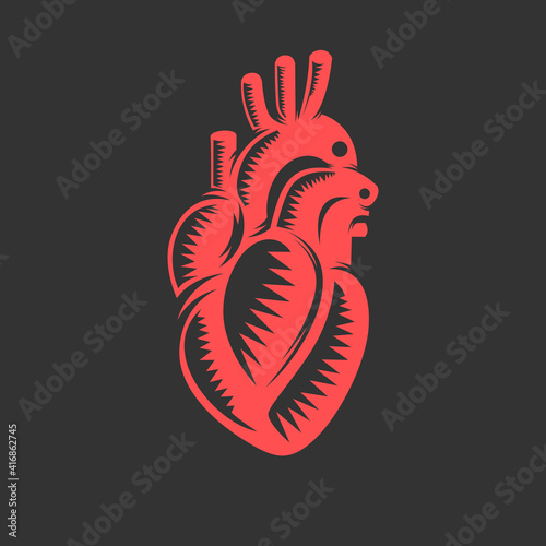 Human Heart Organ Logo Design Vector