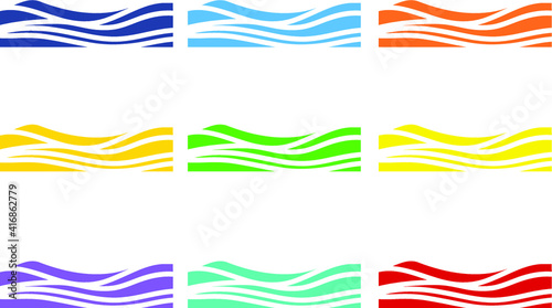 vector drawing wave water sea wind background set