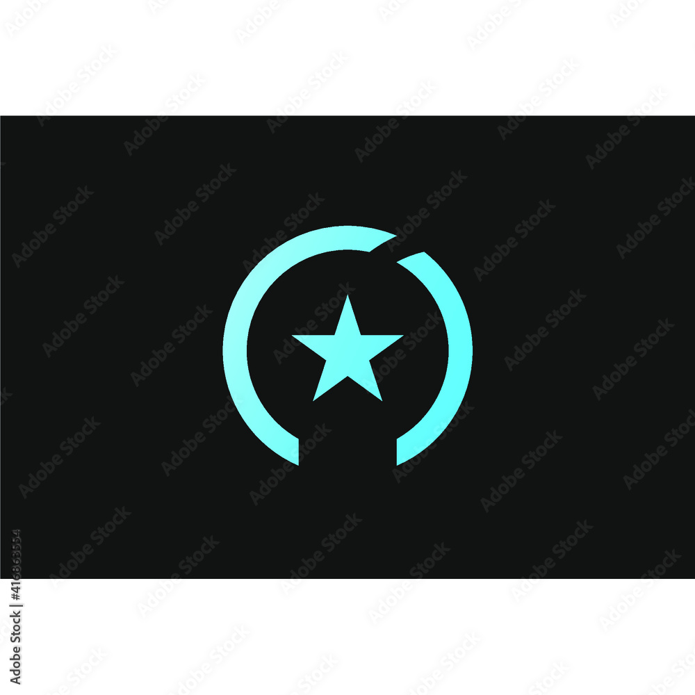 abstract clipped circle logo with star inside abstract clipped circle logo with star inside