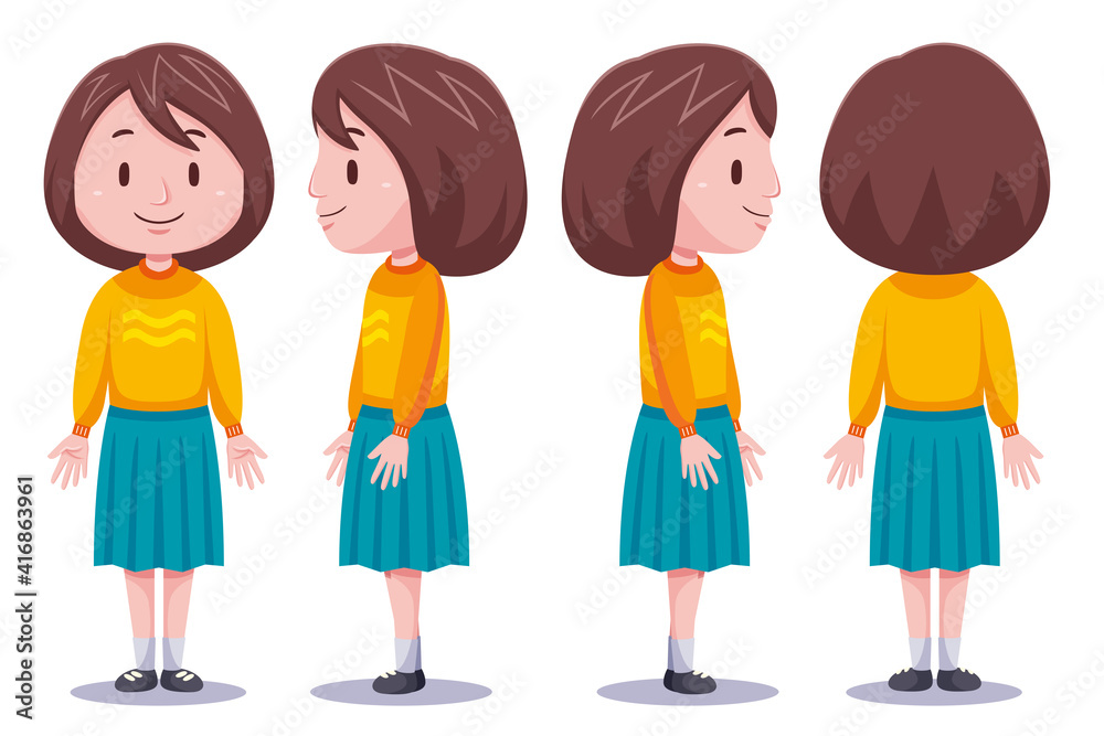 Cute girl character in different poses 1