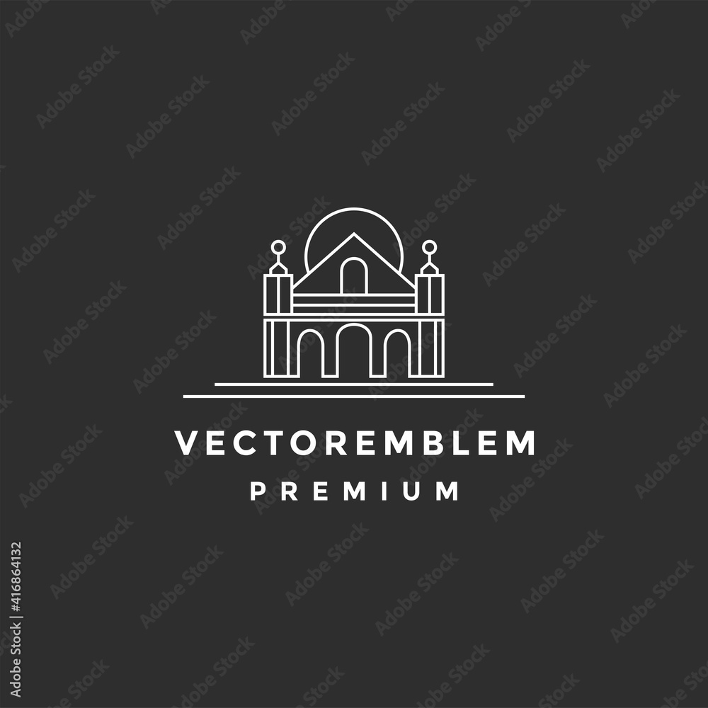 Mosque Logo Template Design Vector, Emblem, Concept Design, Creative Symbol, Icon on black background