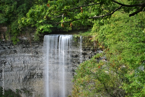 Fototapeta Naklejka Na Ścianę i Meble -  Tew Falls -- tall ribbon waterfall, in Hamilton Ontario