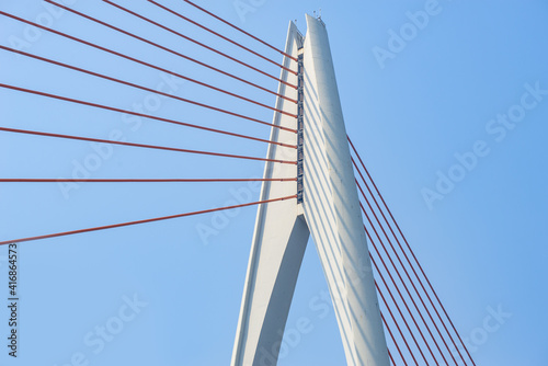Fototapeta Naklejka Na Ścianę i Meble -  Close up of bridge structure, Chongqing Yangtze River Bridge