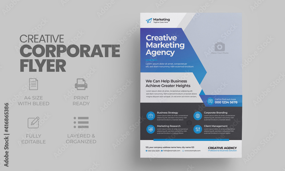 Flyer brochure cover design layout background, Corporate Business poster pamphlet blue red green colors scheme template in A4 size