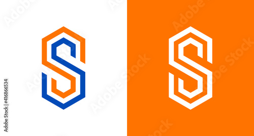 Modern letter SS logo in a hexagon shape, geometric SS monogram logo template .vector