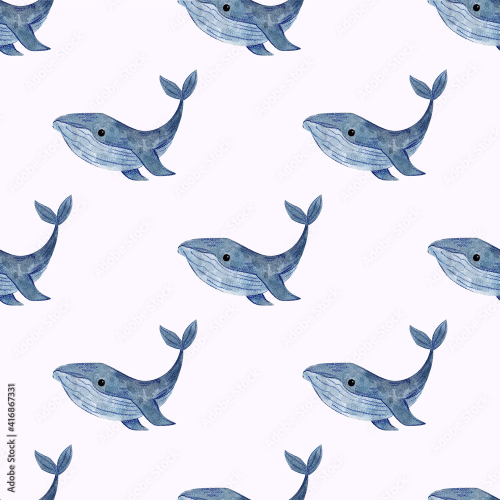 Fototapeta premium watercolor pattern sea world / fish for printing on children's products