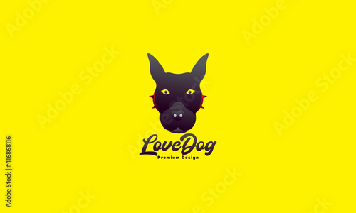 animal pets dog american pit bull terier black abstract head logo design vector icon symbol graphic illustration