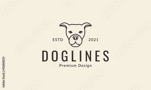 animal pets dog American Staffordshire Terrier head line logo design vector icon symbol graphic illustration