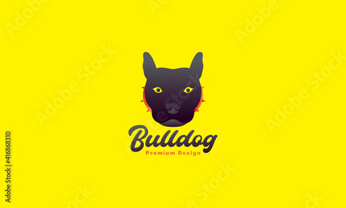 animal pets dog American Pit Bull Terrier head abstract black logo design vector icon symbol graphic illustration