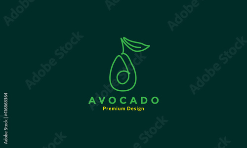 green lines art avocado fruit logo design vector icon symbol graphic illustration