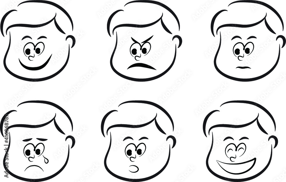 vector cartoon boy emoji face set vector cartoon boy emoji face set