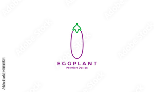 lines art colorful vegetables eggplant logo design vector icon symbol graphic illustration