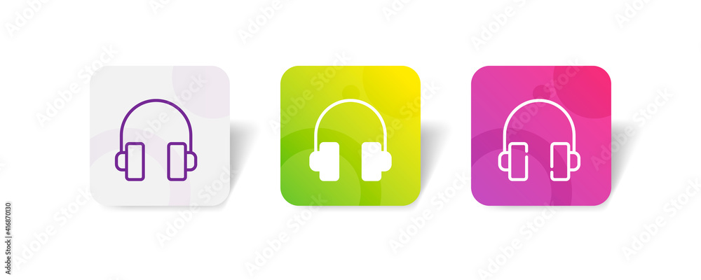 headphone music pixel perfect icon set bundle in line, solid, glyph, 3d gradient style headphone music pixel perfect icon set bundle in line, solid, glyph, 3d gradient style