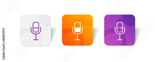 microphone studio podcast pixel perfect icon set bundle in line, solid, glyph, 3d gradient style