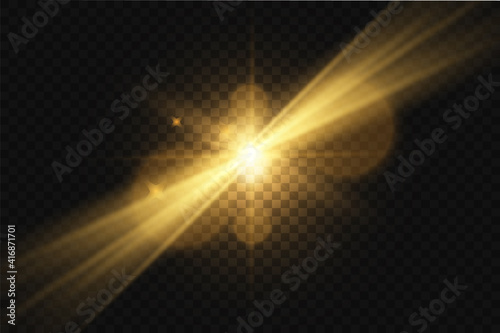 Light flare special effect with rays of light. Glow transparent vector light effect 