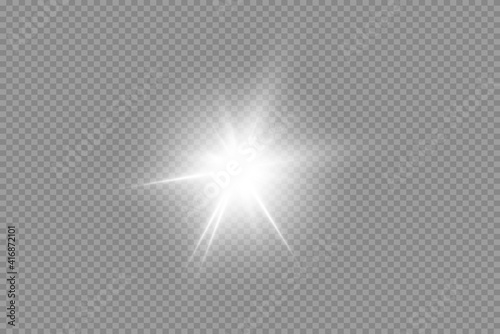 The light of a star. star glow on a transparent background explodes on a transparent background. White light. Sparkling magic dust particles. Bright Star. Transparent shining sun.
