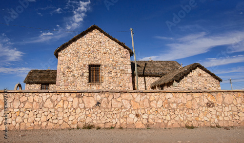 The stone church of San Cristobal de Lipez, reconstructed stone by stone, Salar de Uyuni, Bolivia